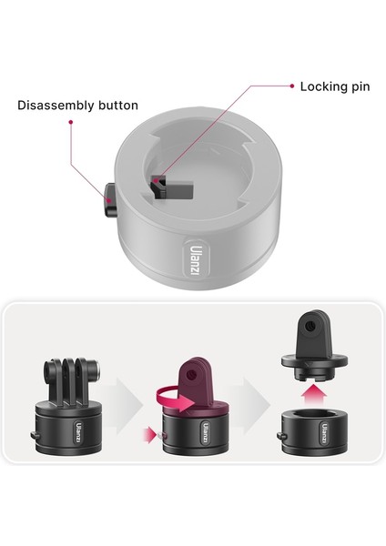Kapak Ulanzi Go Quick Iı Eylem Kamera Manyetik Hızlı Anahtar Montaj Adaptörü Tripod Gopro 11 10 9 8 Dji INSTA360 Eken Sjcam (Yurt Dışından)