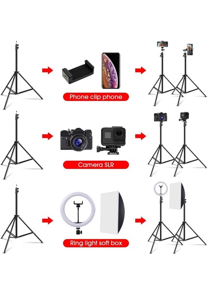 0.5m Gerilebilir 0.5/1.1/1.6/2m Evrensel Cep Telefonu Tutucu Alüminyum Alaşımlı Ayakta Destek Huawei Akıllı Telefon Için Halka Işık Standı (Yurt Dışından)