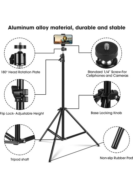 0.5m Gerilebilir 0.5/1.1/1.6/2m Evrensel Cep Telefonu Tutucu Alüminyum Alaşımlı Ayakta Destek Huawei Akıllı Telefon Için Halka Işık Standı (Yurt Dışından)