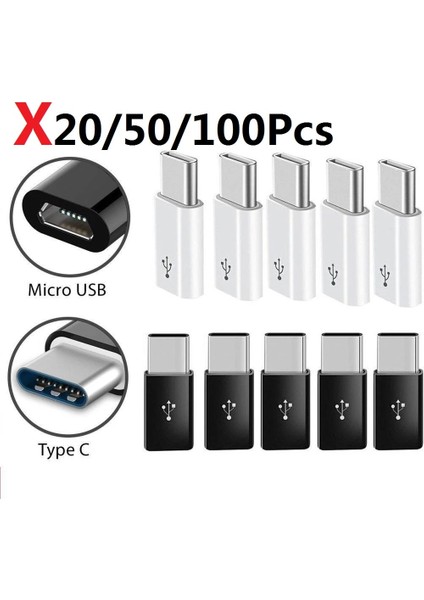 20 Adet Beyaz 50/100 Adet Adaptör Mikro USB Tip C Otg Fiş Android Mikro USB Konektörü Tip C Samsung Huawei Xiaomi Android Telefon Için (Yurt Dışından)