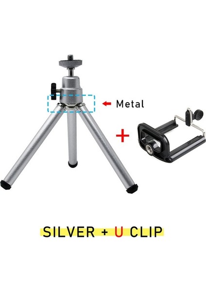 Silver-Mu Masa Tripod Telefon Akıllı Telefon Için Mini Tripod IPhone Için Işkembe Cep Telefonu Tutucu Klip ile Mobil Kamera Tripod Standı (Yurt Dışından)