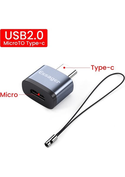 Mikro Tip C Essager USB 3.0 Tip C Otg Adaptör Mikro USB Microusb Tip-C Usb-C Dönüştürücü Macbook Için Usbc Konektörü Xiaomi Mi Samsung S20 (Yurt Dışından)