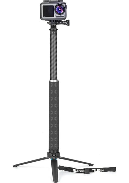 Sadece Selfie Çubuğu Telesın Gopro Hero/djı Osmo ACTION/INSTA360/AKASO Aksiyon Kamera Aksesuarları Için Tripodlu Ultra Hafif Karbon Fiber Selfie Çubuğu (Yurt Dışından) indirimleri