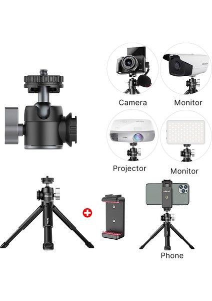 01 Ulanzi U-Vlog Lite Mini Tripod 360° Top Kafalı Soğuk Ayakkabı Selfie Çubuğu Masaüstü Tripod Kamera iPhone Android Telefon Dslr Için (Yurt Dışından)