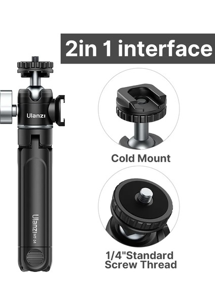 01 Ulanzi U-Vlog Lite Mini Tripod 360° Top Kafalı Soğuk Ayakkabı Selfie Çubuğu Masaüstü Tripod Kamera iPhone Android Telefon Dslr Için (Yurt Dışından)