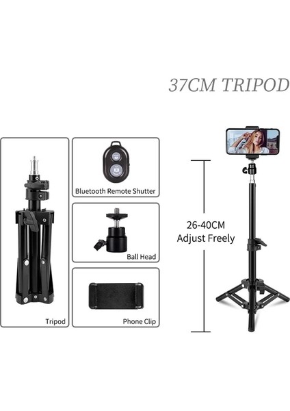 40 cm Fotoğraf Selfie Işığı Tripod Standı 1/4 Vida Kafası ile Bluetooth Uyumlu Uzaktan Telefon Klip Taşınabilir Mini Fotoğraf Stüdyosu (Yurt Dışından)