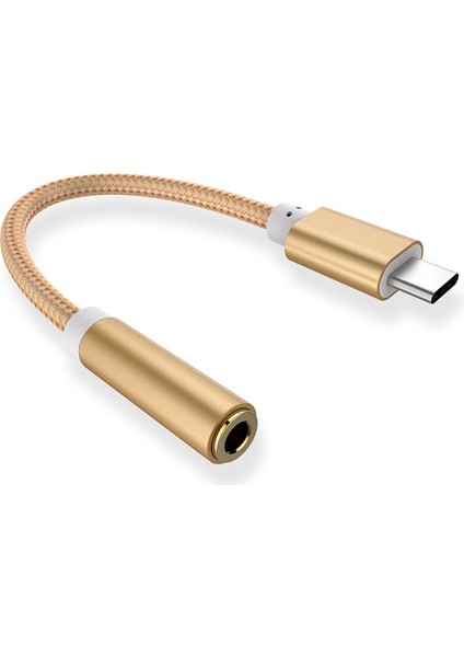 Altın Tip-C - 3,5mm Kulaklık Kablosu Adaptörü Tip-C Erkek - 3,5mm Kadın Ses Kablosu Adaptörü Samsung Xiaomi 12S URLTRA/12S Pro (Yurt Dışından)