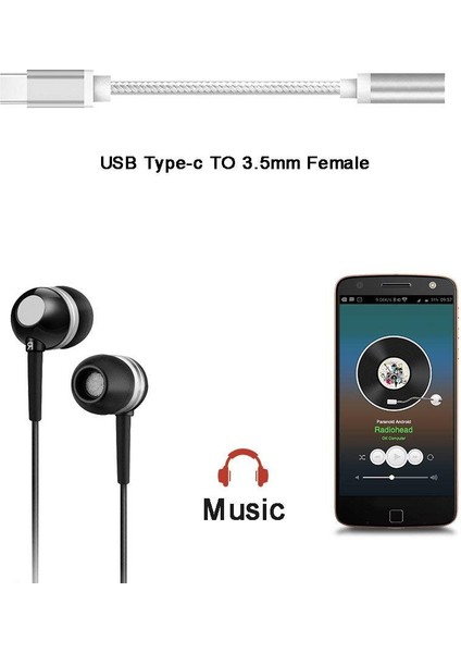 Altın Tip-C - 3,5mm Kulaklık Kablosu Adaptörü Tip-C Erkek - 3,5mm Kadın Ses Kablosu Adaptörü Samsung Xiaomi 12S URLTRA/12S Pro (Yurt Dışından) modelleri