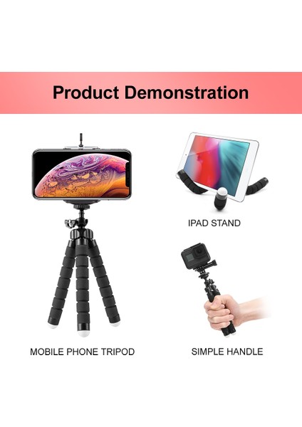 Siyah Klip Yizhestudio Tripod Para Movil Mini Tripod Esnek Sünger Ahtapot Tripodlar Gopro Para Kamera Masaüstü Için iPhone Samsung Klip (Yurt Dışından) modelleri