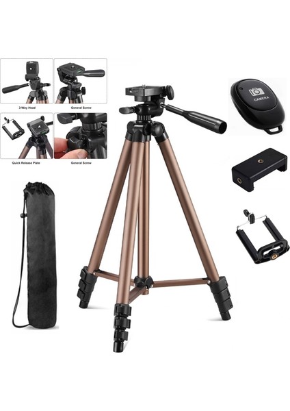Telefon Için Altın Tripod WT3130 Tripod Dslr Kamera Için Kamera Tutucu Için Dijital Dv Kamera Alüminyum Cep Telefonu Standı 1.3m 130CM Yüksek (Yurt Dışından) fiyatları