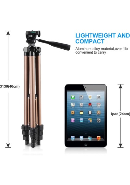 Telefon Için Altın Tripod WT3130 Tripod Dslr Kamera Için Kamera Tutucu Için Dijital Dv Kamera Alüminyum Cep Telefonu Standı 1.3m 130CM Yüksek (Yurt Dışından) modelleri