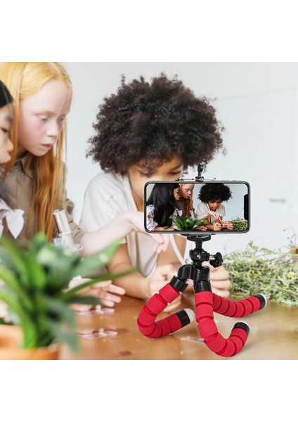 Gümüş Selens Tripod Esnek Sünger Ahtapot Ayarlanabilir Mini Kamera Tripodu Telefon Tutucu Klip Standı IPhone Xiaomi Huawei Ipad (Yurt Dışından)