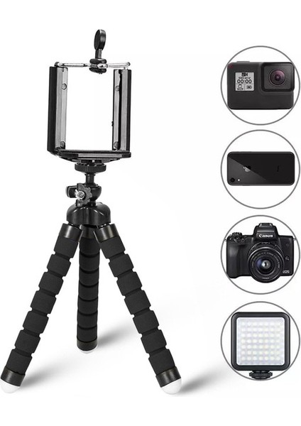 Gümüş Selens Tripod Esnek Sünger Ahtapot Ayarlanabilir Mini Kamera Tripodu Telefon Tutucu Klip Standı IPhone Xiaomi Huawei Ipad (Yurt Dışından) fiyatları