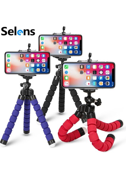 Gümüş Selens Tripod Esnek Sünger Ahtapot Ayarlanabilir Mini Kamera Tripodu Telefon Tutucu Klip Standı IPhone Xiaomi Huawei Ipad (Yurt Dışından) fırsatları