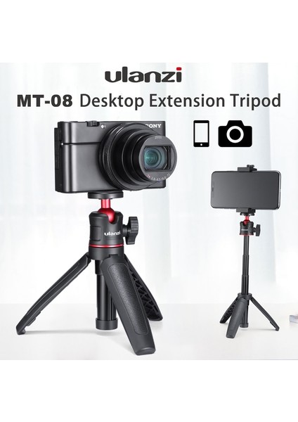 Siyah Ulanzi Mt-08 Dslr Slr iPhone 11 Pro Için Evrensel Tripod Soğuk Ayakkabı Kameralı Telefon Montaj Tutucu Akıllı Telefon Vlog Mobil Tripod (Yurt Dışından)