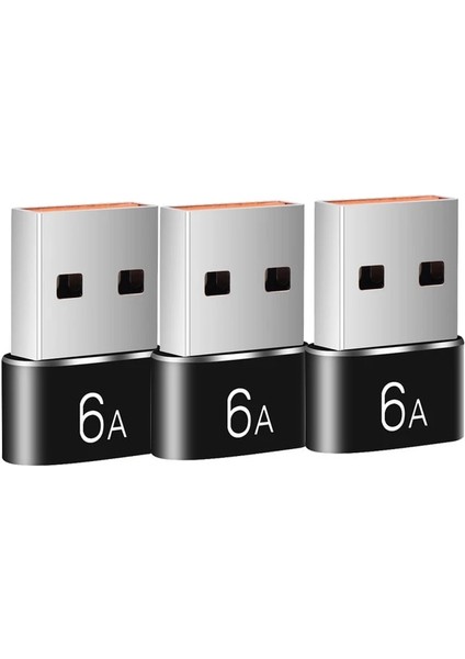 3x Type C - USB A 3/1pcs 6A USB - Type C Otg Adaptörü 120W Usb-C Erkek - Type-C Dişi Şarj Aleti Dönüştürücü Macbook Samsung Için Veri Aktarım Adaptörü (Yurt Dışından)