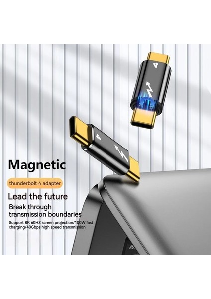 AD083 100W Manyetik USB 4.0 Tip-C Otg Adaptörü 40GBPS Metal Thunderbolt Hızlı Şarj Usb-C 8k Video Dönüştürücü Macbook Telefon Ipad Için (Yurt Dışından)