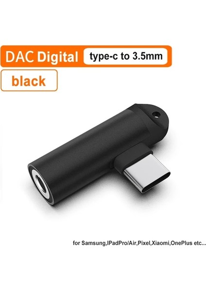Siyah Dac Tip C 3.5mm Kulaklık Adaptörü Usb-C 3.5 mm Jack Aux Kulaklık Konektörü Ipad Pro/hava 5 Mini 6 Piksel Xiaomi Samsung Oneplus (Yurt Dışından)