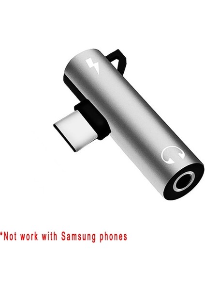 Gümüş 2 In 1 Tip C - 3.5mm Jack Kulaklık Ses Adaptörü Pro Xiaomi Huawei Için Usbc - 3.5mm Kulaklık Şarj Dönüştürücü (Yurt Dışından)