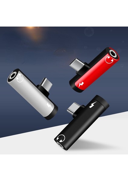 Gümüş 2 In 1 Tip C - 3.5mm Jack Kulaklık Ses Adaptörü Pro Xiaomi Huawei Için Usbc - 3.5mm Kulaklık Şarj Dönüştürücü (Yurt Dışından)