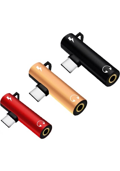 Gümüş 2 In 1 Tip C - 3.5mm Jack Kulaklık Ses Adaptörü Pro Xiaomi Huawei Için Usbc - 3.5mm Kulaklık Şarj Dönüştürücü (Yurt Dışından)