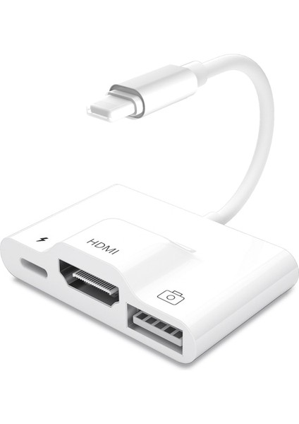 HDMI USB Chg Lightning - RJ45 Ethernet Otg Dijital Av Adaptörü HDMI Lan Kablolu Ağ USB Hub 1080P Sync Ekran Dönüştürücü Ipad/iphone 14 Için (Yurt Dışından)