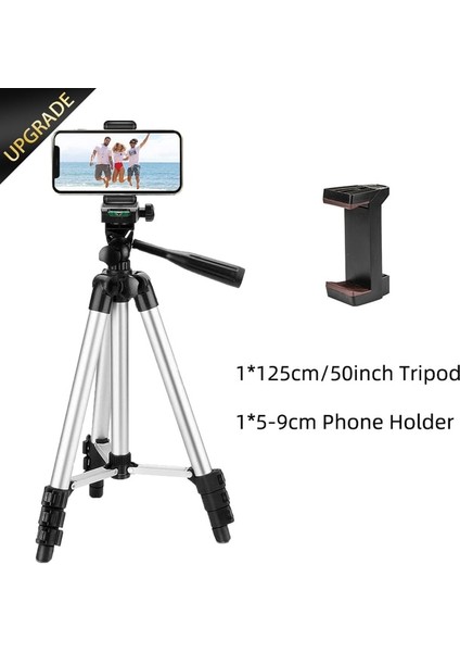 125CM Tutuculu Hafif Telefon Tripod'u 125CM Bluetooth Uzaktan Kumandalı/telefon Tutuculu, Cep Telefonu Için Tripod Standı Akıllı Telefon Gopro Kamera (Yurt Dışından)