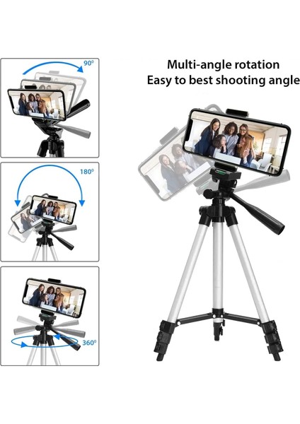 125CM Tutuculu Hafif Telefon Tripod'u 125CM Bluetooth Uzaktan Kumandalı/telefon Tutuculu, Cep Telefonu Için Tripod Standı Akıllı Telefon Gopro Kamera (Yurt Dışından)