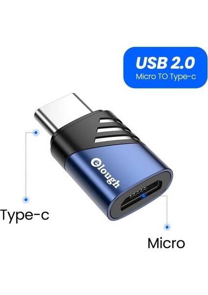 Mikro F-Cm Mavi Elough Tip C Erkek Usb3.0 Dişi Adaptör Mikro Tip C Erkek Macbook Xiaomi Samsung Otg Için Usb2.0 Dişi Dönüştürücü (Yurt Dışından)