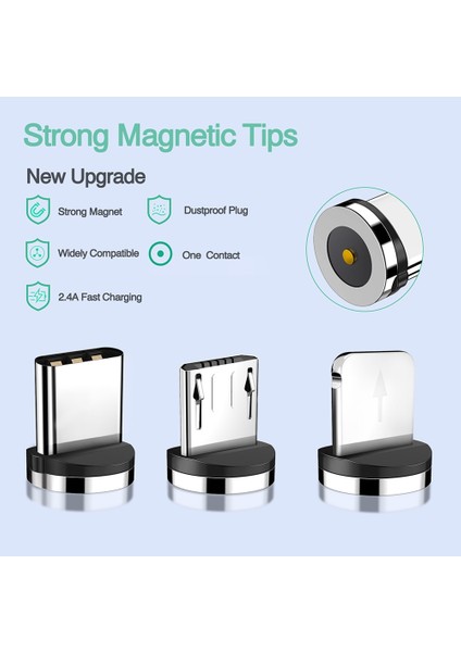 Mikro Fiş Heemax 3 Adet Manyetik Fiş Manyetik Şarj Kablosu Adaptörü Mikro USB Tip C Mıknatıs Konnektörü iphone Xiaomi Samsung (Yurt Dışından)