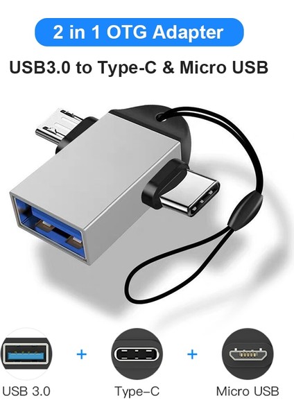 Gül Altın 2 In 1 Otg Adaptör USB 3.0 Dişi Mikro USB Tip-C Erkek Konnektör USB C Dönüştürücü Yüksek Hızlı Veri Transferi Samsung Xiaomi Için (Yurt Dışından)