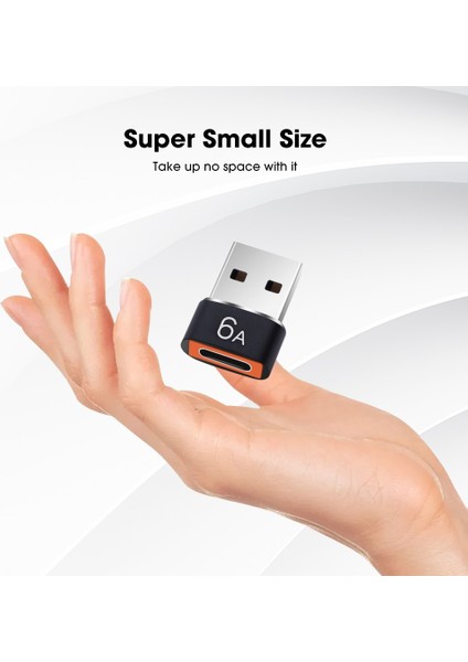 1 Adet Siyah 6A Tip C Dişi USB A Erkek Otg Adaptörü USB C Şarj Kablosu Dönüştürücü Iphone Ipad Oneplus 11 11R Piksel 7 Samsung S23 Plus (Yurt Dışından)