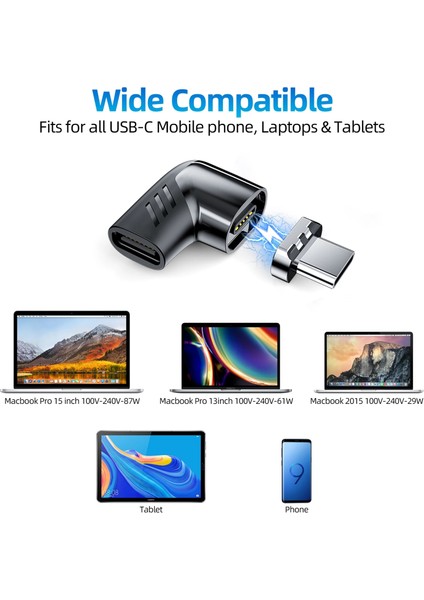 Siyah 100W Adaptör 100W USB C - Tip C Macbook Için Manyetik Adaptör Hızlı Şarj USB Tip C Mıknatıs Dönüştürücü Manyetik Kablo Dik Açı Konektörü (Yurt Dışından) fırsatları