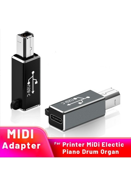 Gümüş Metal USB C Tipi Adaptör Usb-C Dişi USB B Erkek Veri Transferi Anti-Kayıp Mıdı Dönüştürücü Yazıcı Için Elektrikli Piyano Davul Organ (Yurt Dışından)