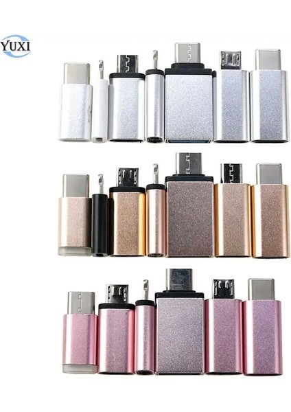 Mikro Ios Siyah Yuxi Veri Kablosu Şarj Kablosu Dönüştürücü Adaptör Iphone/android Için Mikro USB Tip-C - USB 3.0 Usb-C Adaptörü (Yurt Dışından)