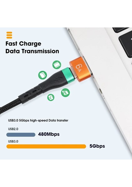 Siyah USB Typec 6A USB Type-C Otg Dönüştürücü USB 3.0 Erkek Tip C Dişi Adaptör Samsung Xiaomi Pc Için Araç Şarj Konnektör Aksesuarları (Yurt Dışından)