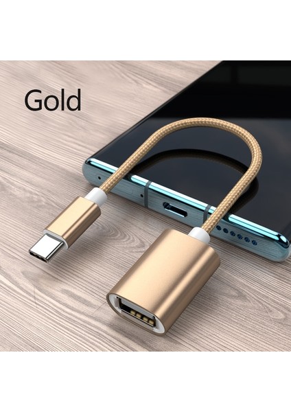 Altın Otg Adaptör Kablosu USB Tip C - USB 3.0 A Dişi Otg Veri Kablosu Adaptörü Xiaomi Samsung S20 Huawei Tip C Otg USB Kablosu (Yurt Dışından)