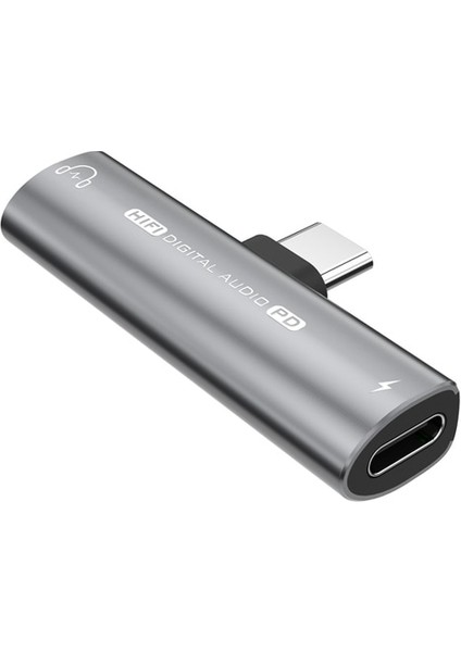 Gri Typec 3.5mm Dişi Kulaklık Adaptörü Kulaklık Ses Dönüştürücü 32BIT 384KHZ Dijital Dekoder Dac Akıllı Çip Pd 27W Şarj USB C (Yurt Dışından)