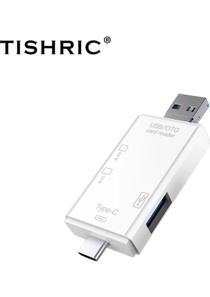 6'sı 1 Arada Tıshrıc Sd USB C Kart Okuyucu 6'sı 1 Tf/sd Kart Yuvası Usb+Tip-C+Mikro USB Otg Flash Sürücü Adaptörü ile Dizüstü Bilgisayar Için Akıllı Bellek (Yurt Dışından)