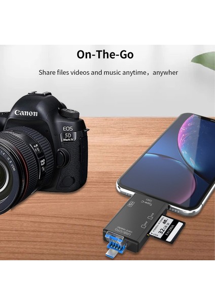 6'sı 1 Arada Tıshrıc Sd USB C Kart Okuyucu 6'sı 1 Tf/sd Kart Yuvası Usb+Tip-C+Mikro USB Otg Flash Sürücü Adaptörü ile Dizüstü Bilgisayar Için Akıllı Bellek (Yurt Dışından)