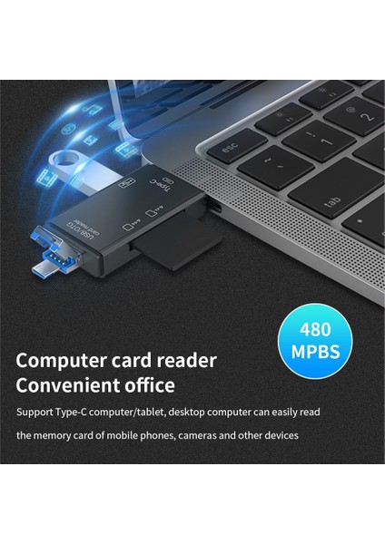6'sı 1 Arada Tıshrıc Sd USB C Kart Okuyucu 6'sı 1 Tf/sd Kart Yuvası Usb+Tip-C+Mikro USB Otg Flash Sürücü Adaptörü ile Dizüstü Bilgisayar Için Akıllı Bellek (Yurt Dışından)