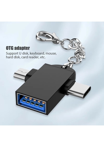 004 2'si 1 Arada Otg Adaptör USB 3.0 Dişi Mikro USB Erkek ve USB C Erkek Konnektör Alüminyum Alaşımlı Hareket Halinde Dönüştürücü (Yurt Dışından)