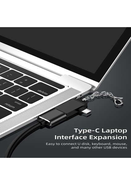 004 2'si 1 Arada Otg Adaptör USB 3.0 Dişi Mikro USB Erkek ve USB C Erkek Konnektör Alüminyum Alaşımlı Hareket Halinde Dönüştürücü (Yurt Dışından)