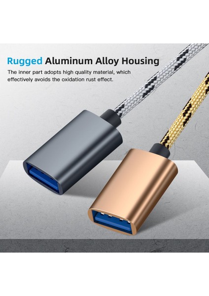 Gri Yüksek Kaliteli Hızlı Transfer Veri Kablosu Telefon Tablet Mikro Usb/tip-C'den USB 3.0'a 2'si 1 Arada Adaptör Otg Kablo Erkek Kadın (Yurt Dışından)