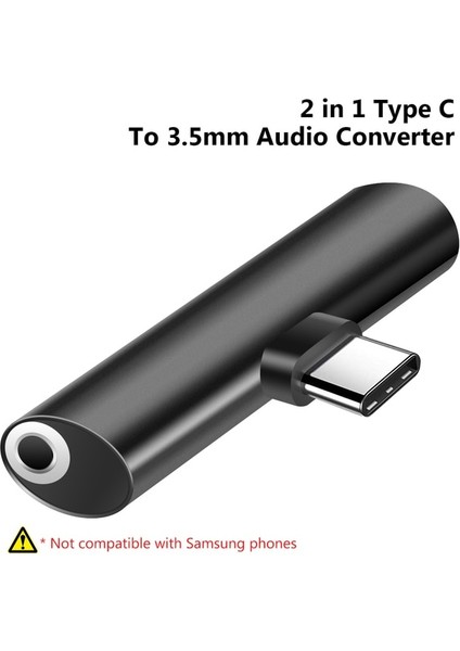 Tip 4 1 Adet Siyah Tip-C 3.5mm Jack Dönüştürücü Kulaklık Ses Adaptör Kablosu Tip USB C 3.5 mm Kulaklık Aux Kablosu C Tipi Dönüştürücü Adaptör (Yurt Dışından)