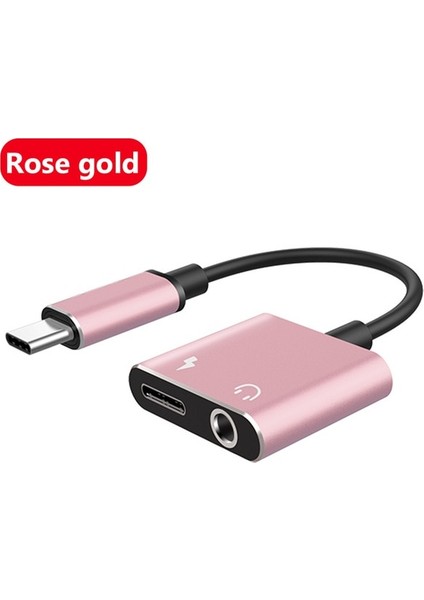 2 In 1 Gül Altın USB C 3.5mm Aux Kulaklıklar Tip C 3.5 Jack Kulaklık Adaptörü Ses Kablosu Huawei Mate P30 Pro Samsung Galaxy Xiaomi Oneplus (Yurt Dışından)