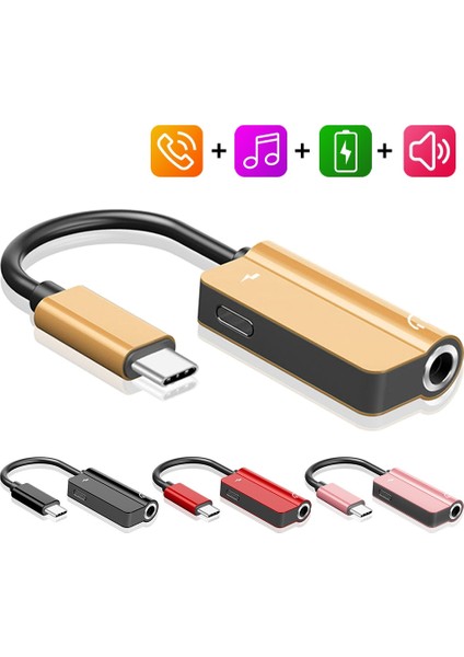 2 In 1 Gül Altın USB C 3.5mm Aux Kulaklıklar Tip C 3.5 Jack Kulaklık Adaptörü Ses Kablosu Huawei Mate P30 Pro Samsung Galaxy Xiaomi Oneplus (Yurt Dışından)