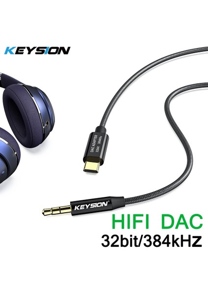 Siyah 2 M Keysıon Hıfı Dac Kulaklık Amplifikatörü USB Tip C Aux Erkek Hoparlör Ses Adaptörü 32BIT 384 Khz Dijital Dekoder Araba Aux Dönüştürücü (Yurt Dışından)