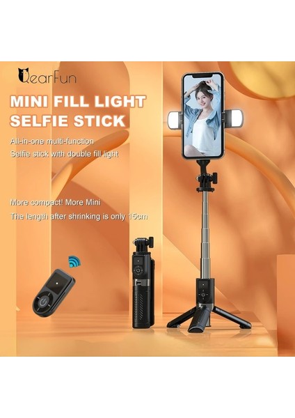 Siyah Ayna 2022 Yeni Kablosuz Selfie Çubuğu Bluetooth Mini, Dolgu Işığı ile Ios Android Akıllı Telefon Için Katlanabilir Tripod Deklanşör Uzaktan Kumanda (Yurt Dışından) fırsatları