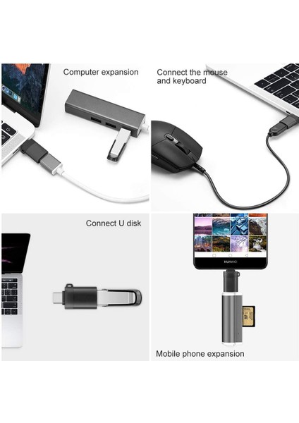 Gül Altın Uslıon USB C Tipi Otg Adaptör Tipi C Erkek Macbook Huawei Samsung Için Usb-A Dişi Adaptör Kablosu Dönüştürücüler Usb-C Konektörü (Yurt Dışından)